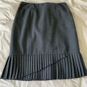 Wool Pleated Work Skirt